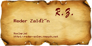 Reder Zalán névjegykártya